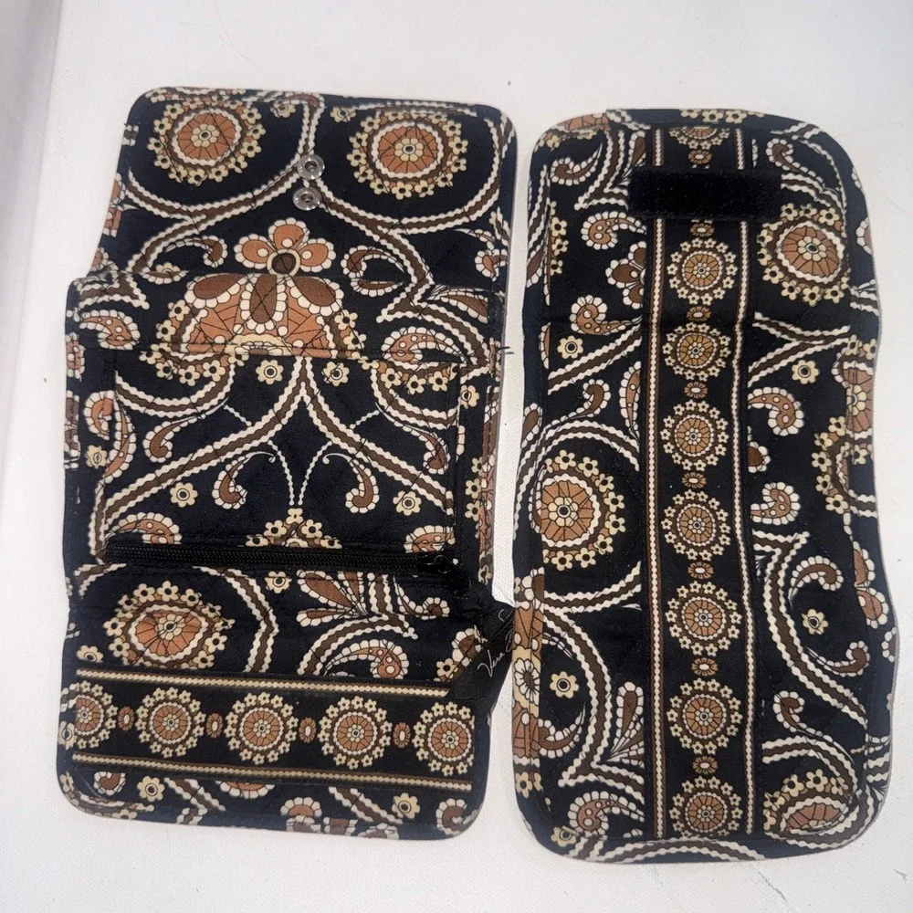 Vera Bradley Caffe Latte Tri Fold Retired Pocket Wallet Lot Of 2 Small & Medium